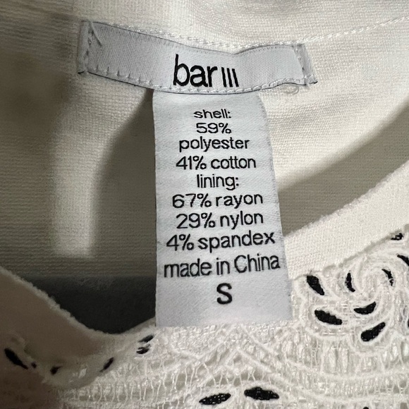 Bar III White and Black Boho Lace Tank Top Small - Picture 3 of 8